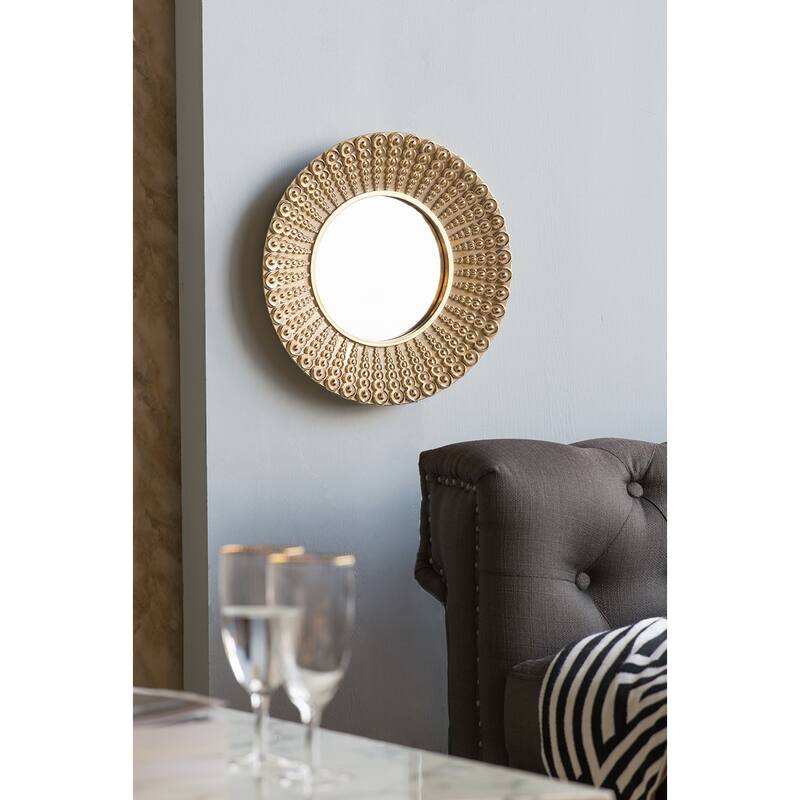 18.5" Transitional Beaded Sunburst Mirror, Round Accent Wall Mirror for